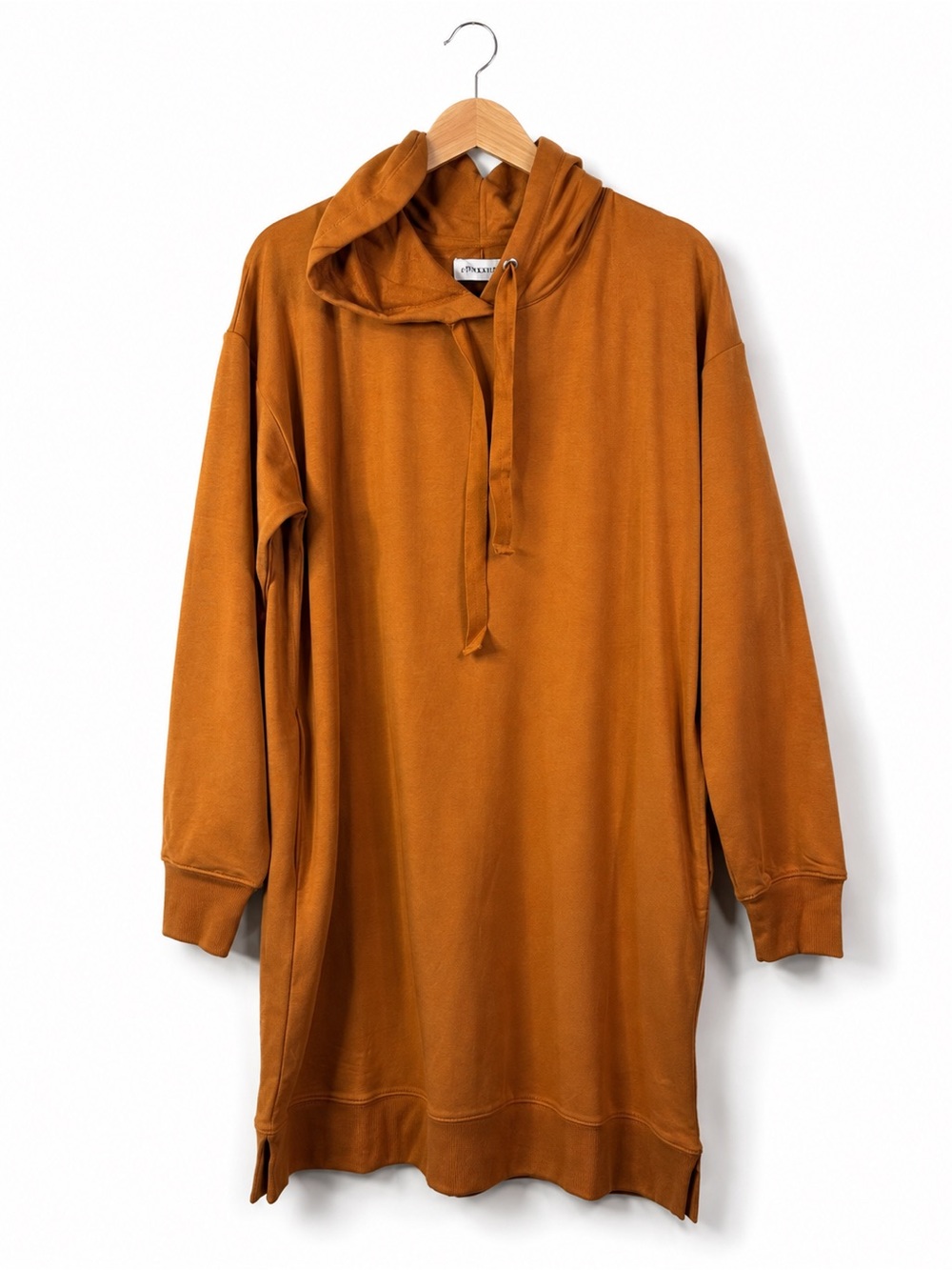 The Drop Rust Orange Hoodie Dress NWT Medium Pocketed Athleisure Cozy Chic